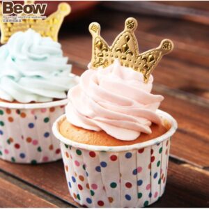 ป้ายปักเค้กมงกุฎสีทอง ป้ายปักเค้ก แพ็คละ50ชิ้น ป้ายกระดาษแต่งเค้ก