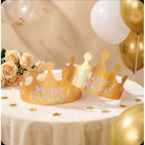 มงกุฎกระดาษ Happy Birthday ใส่ได้ทั้งเด็กและผู้ใหญ่สามารถปรับขนาดให้พอดีกับศรีษะได้ ชุดละ10ชิ้น